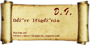 Dürr Ifigénia névjegykártya